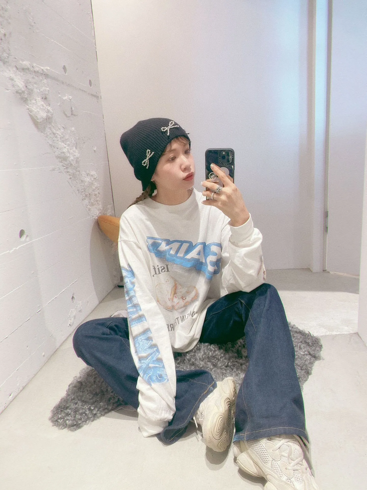 SAINT Mxxxxxx HEART COOKIES L/S TEE/WHT Love Oreo printed long sleeves Off-white S-XL Customized co-branded main mark/wash mark Correct version Ready-made garments washed and distressed VINTAGE feeling Top-notch printing technology Perfect restoration